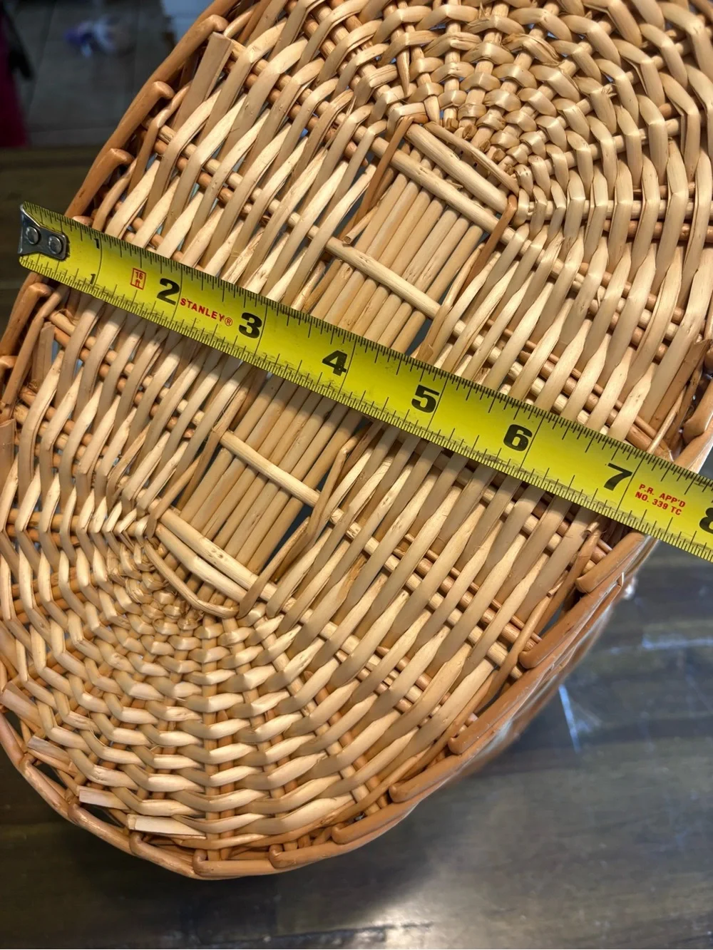 Vintage Oblong Basket Boat Oval Woven Natural Rattan Bamboo Fruit Bread Decor